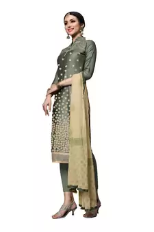 Green Embroidered Cotton Salwar With Dupatta