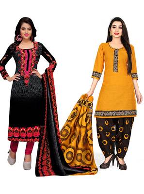 Printed Combo Cotton Salwar With Dupatta (Set Of 2) 1