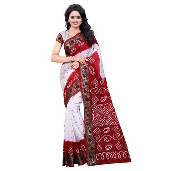 Multicolor printed art silk saree with blouse 1