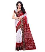 Multicolor printed art silk saree with blouse