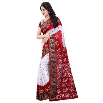 Multicolor printed art silk saree with blouse 2