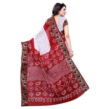 Multicolor printed art silk saree with blouse 3