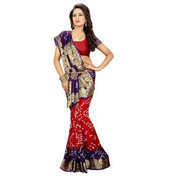 Multicolor Printed Art Silk Saree With Blouse 1