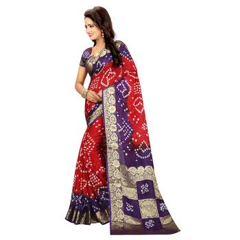 Multicolor Printed Art Silk Saree With Blouse 3