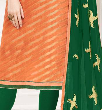 ORANGE EMBROIDERED BANARASI COTTON UNSTITCHED SALWAR SUIT WITH DUPATTA 3