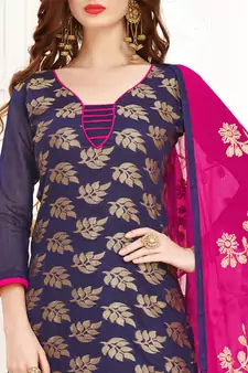 Navy-blue jacquard banarasi salwar