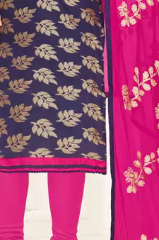 Navy-blue jacquard banarasi salwar