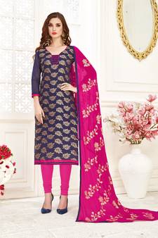 Navy-blue jacquard banarasi salwar
