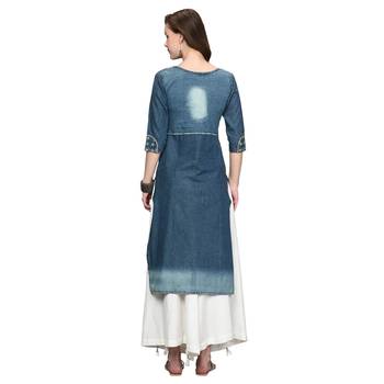 Blue embroidered denim kurti 2