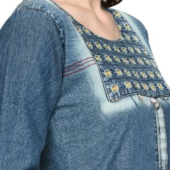 Blue embroidered denim kurti 5