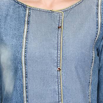 Light-blue embroidered denim kurti 4