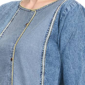Light-blue embroidered denim kurti 5