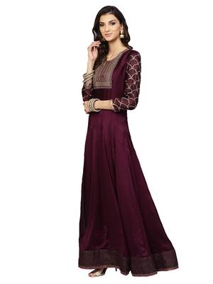 Purple Silk Georgette Embroidered Anarkali With Dupatta 2