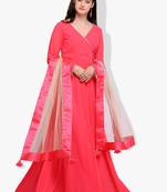 Pink Georgette Embroidered Anarkali Suit Set
