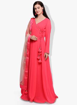 Pink Georgette Embroidered Anarkali Suit Set 2
