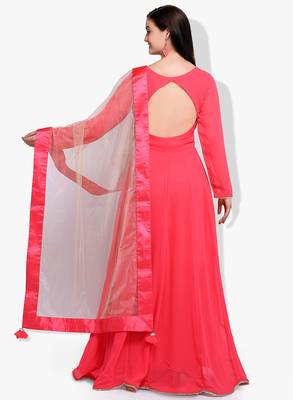 Pink Georgette Embroidered Anarkali Suit Set 3
