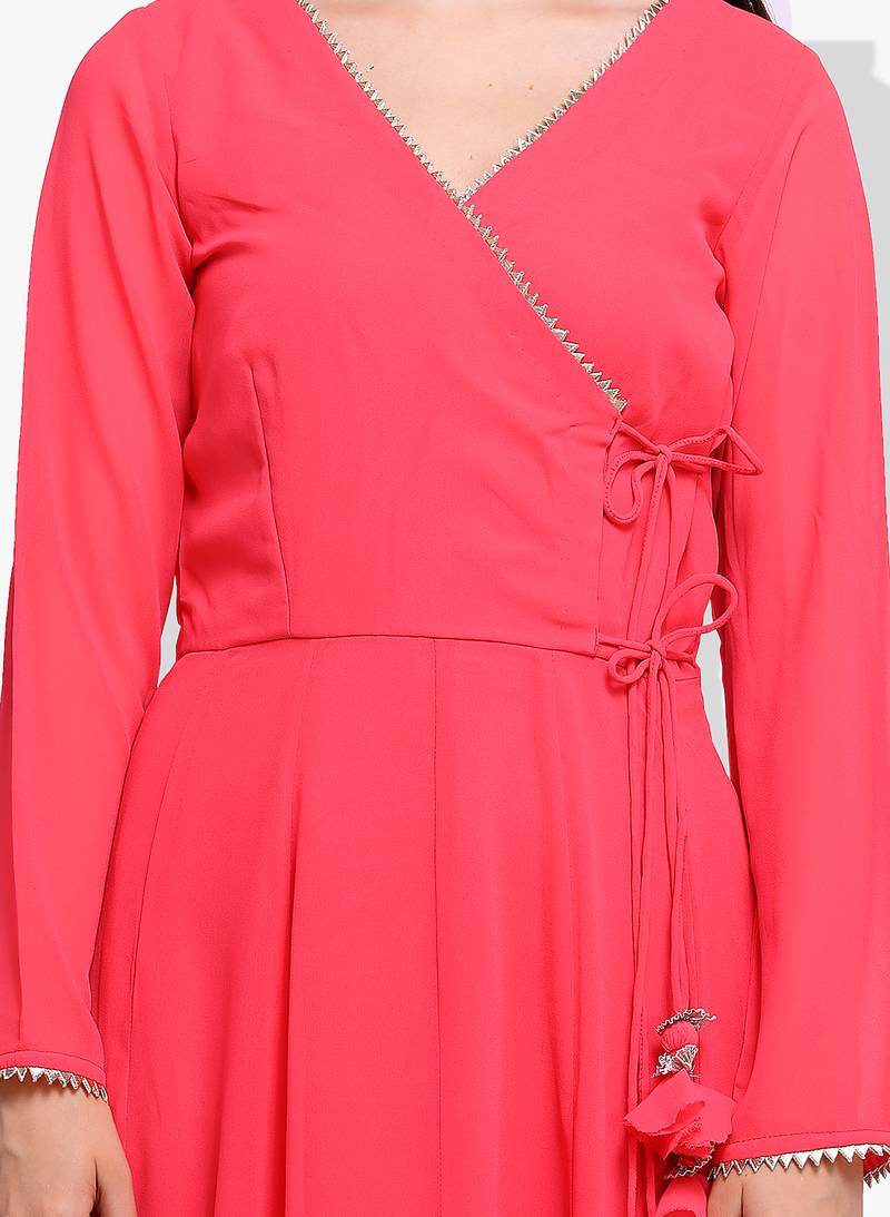 Pink Georgette Embroidered Anarkali Suit Set