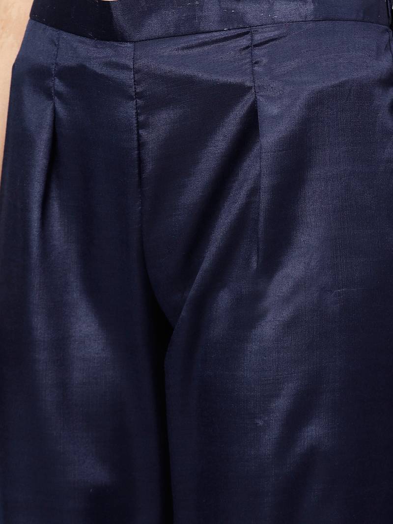 Navy Blue Georgette Woven Anarkali Suit Set