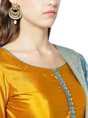 Mustard Art Silk Embroidered Anarkali Suit Set 4