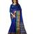 Blue plain cotton silk saree with blouse