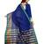 Blue plain cotton silk saree with blouse
