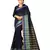 Navy blue plain cotton silk saree with blouse