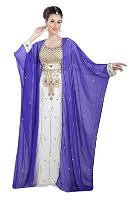 Blue Georgette Embroidered Zari Work Islamic Kaftans 2