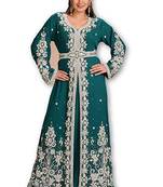 Green Georgette Embroidered Zari Work Islamic Kaftans