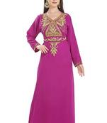 Pink Georgette Embroidered Zari Work Islamic Kaftans