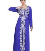 Royal Blue Georgette Embroidered Zari Work Islamic Kaftans