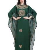 Green Georgette Embroidered Zari Work Islamic Kaftans