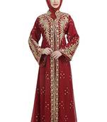 Maroon Georgette Embroidered Zari Work Islamic Kaftans