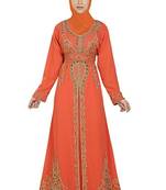 Orange Georgette Embroidered Zari Work Islamic Kaftans