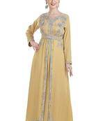 Gold Georgette Embroidered Zari Work Islamic Kaftans