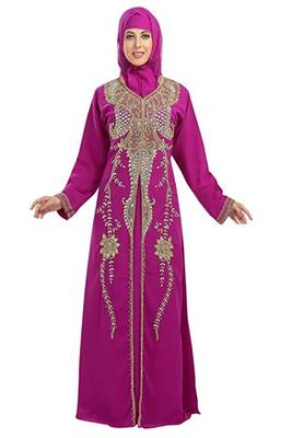 Pink Georgette Embroidered Zari Work Islamic Kaftans 1