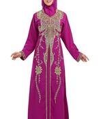 Pink Georgette Embroidered Zari Work Islamic Kaftans