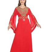 Red Georgette Embroidered Zari Work Islamic Kaftans