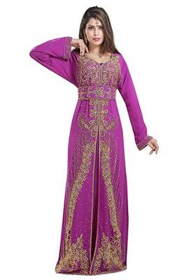 Pink Georgette Embroidered Zari Work Islamic Kaftans 1