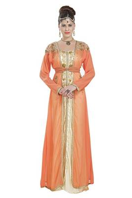 Orange Georgette Embroidered Zari Work Islamic Kaftans 1