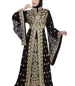 Black Georgette Embroidered Zari Work Islamic Kaftans