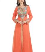 Orange Georgette Embroidered Zari Work Islamic Kaftans