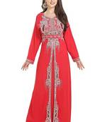Pink Georgette Embroidered Zari Work Islamic Kaftans