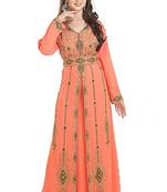 Orange Georgette Embroidered Zari Work Islamic Kaftans