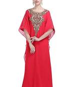 Pink Georgette Embroidered Zari Work Islamic Kaftans