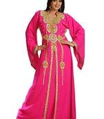 Pink Georgette Embroidered Zari Work Islamic Kaftans
