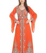 Orange Georgette Embroidered Zari Work Islamic Kaftans