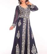 Black Georgette Embroidered Zari Work Islamic Kaftans