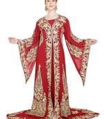 Maroon Georgette Embroidered Zari Work Islamic Kaftans