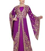 Purple Georgette Embroidered Zari Work Islamic Kaftans