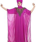 Pink Georgette Embroidered Zari Work Islamic Kaftans